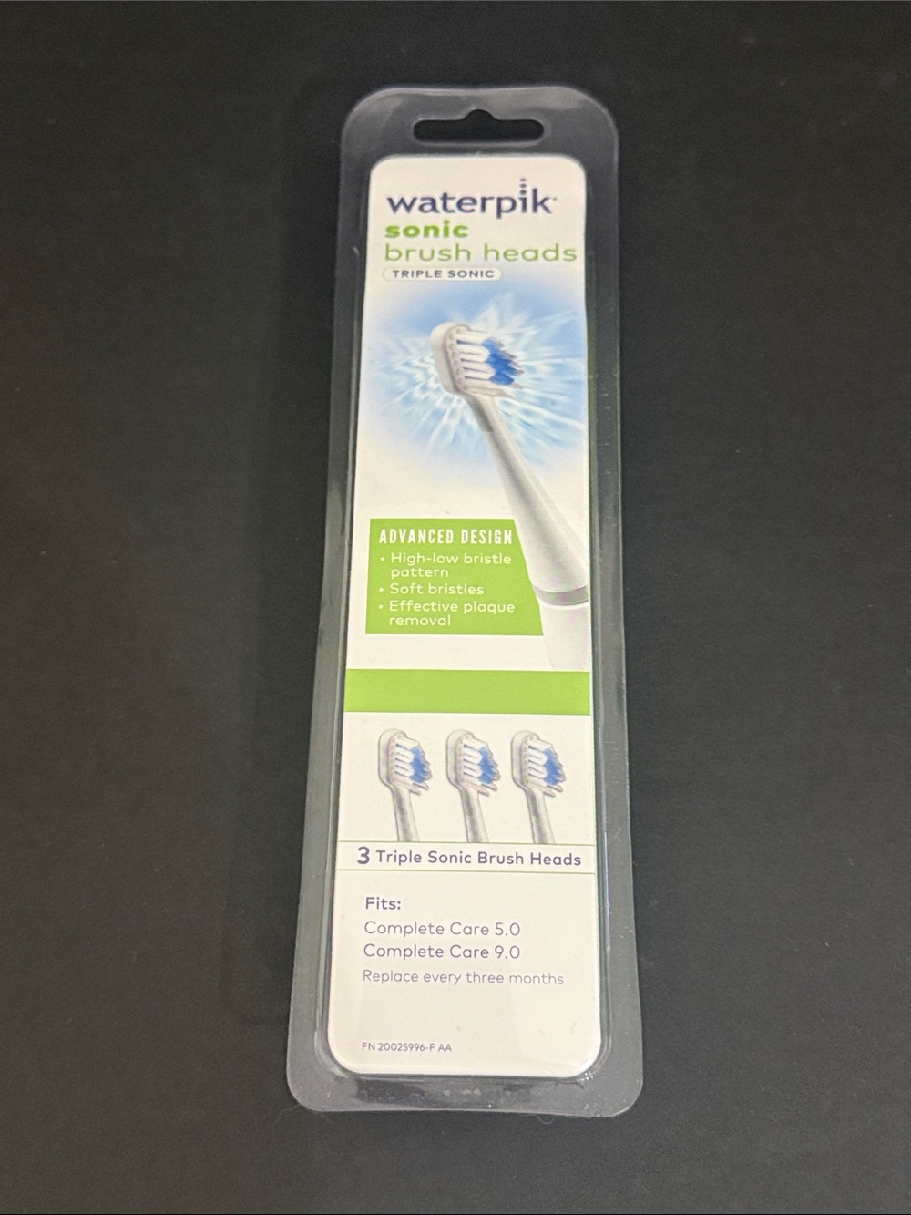 Waterpik Sonic Triple Brush Heads - White & Blue (3 Pack) NEW